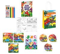 Anila's Complete Dinosaur Themed 10 Party Bag Fillers & Favours Mini Colouring Pencils, Colouring Puzzle Books, Notebooks, Stationery, Mazes, Puzzles & Playing Cards.(Ideal for Children Aged 3-8)
