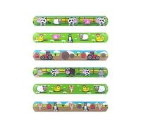 Anila's Complete Farm Animals Themed 10 Party Bag Fillers & Favours - 10 Assorted Farm Snap Bracelets. (Ideal for Children Aged 3-8)