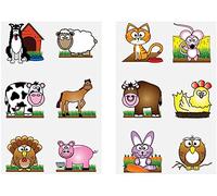 Anilas Complete Farm Animals Themed 10 Party Bag Fillers & Favours - 10 Assorted Sheets of Farm themed tattoos with 6 tattoos per sheet. (Ideal for Children Aged 3-8)