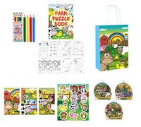 Anila's Complete Farm Animals Themed 10 Party Bag Fillers & Favours - Pencils, Colouring Books, Notebooks, Pinball Mazes, Stickers & Party Bags. (Ideal for Children Aged 3-8)