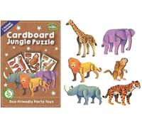 Anila's Complete Jungle Themed 10 Party Bag Fillers & Party Favours - 10 Assorted Mini Sustainable Cardboard Jungle 3D Puzzles. (Ideal for Children Aged 3-8)