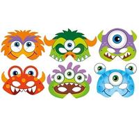 Anila's Complete Space Themed 10 Party Bags, Fillers & Party Favours - Set of 12 Monsters Card Masks. (Ideal for Children Aged 4-8)