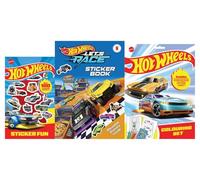 Anila's Hot Wheels Activity Bundle for Kids | Sticker Book + Colouring Set + 100+ Reusable Stickers | Creative Gift Set for Ages 3+ | Colouring Pages, Stickers & Mini Pencils | A4 Activity Pack