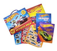 Anila's Hot Wheels Activity Pack - 2 Colouring Books, Sticker Book, 100+ Reusable Stickers & 4 Mini Colouring Pencils - Handy Travel Carry Case - Fun Activity Set for Kids Ages 3-8