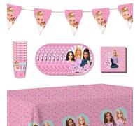 Anila's Party Set Barbie, 38-Piece Set, Plates, Cups, Napkins, Disposable Tableware, Tableware Set