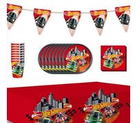 Anila's Party Set Hot Wheels, 38-Piece Set, Plates, Cups, Napkins, Disposable Tableware, Tableware Set