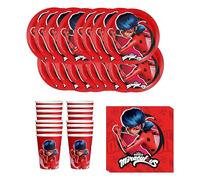 Anila's Party Set Miraculous Ladybug, 52-Piece Set, Plates, Cups, Napkins, Disposable Tableware, Tableware Set.
