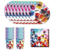 Anila's Party Set Power Rangers, 52-Piece Set, Plates, Cups, Napkins, Disposable Tableware, Tableware Set.