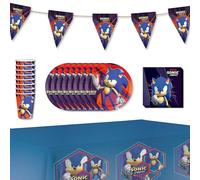 Anila's Party Set Sonic, 38-Piece Set, Plates, Cups, Napkins, Disposable Tableware, Tableware Set