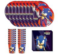Anila's Party Set Sonic, 52-Piece Set, Plates, Cups, Napkins, Disposable Tableware, Tableware Set.