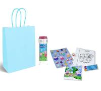 Anila's Peppa Pig Party Bags with Fillers, Set of 12, Pink or Blue, Includes Bubbles, Stickers, Bouncy Ball, Colouring Sheets (BLUE)