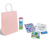 Anila's Peppa Pig Party Bags with Fillers, Set of 12, Pink or Blue, Includes Bubbles, Stickers, Bouncy Ball, Colouring Sheets (PINK)