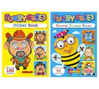 Anilas Set of 2 Books: Funny Faces Sticker Book by Anila's & Animal Funny Faces Sticker Book by Anila's. Ideal for Children Aged 3-8