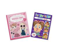 Anilas Set of 2 Books: Funny Faces Sticker Book by Anilas & Cute Style Fashion Girls Sticker Book by Eurowrap. Ideal for Children Aged 3-8