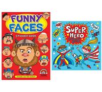 Anilas Set of 2 Books: Funny Faces Sticker Book by Anilas & Unicorn Jumbo Colouring Book by Alligator. Ideal for Children Aged 3-8