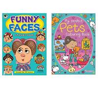 Anila's Set of 2 Books: Girls Funny Faces Sticker Book by Anila's and Christmas Make a Face Sticker Book by Eurowrap. Ideal for Children Aged 3-8