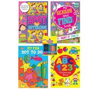 Anilas Set of 4 Learning & Practicing Numbers & Alphabet Colouring Book & Activity Books for Toddlers and Kids Ages 3, 4 & 5 for Nursery & Preschool with Pencils (Ideal for Children Aged 3-6) (Set 1)