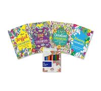 Anilas Set of 4 Relaxing & Soothing Colouring Books with 20 Colouring Pencils, Containing Therapeutic Designs to Inspire a State of Calm & Relaxation to Help Eliminate Stress (SET2)