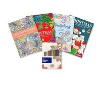Anila's Set of 4 Relaxing & Soothing Colouring Books with 20 Colouring Pencils, Containing Therapeutic Designs to Inspire a State of Calm & Relaxation to Help Eliminate Stress (SET11)
