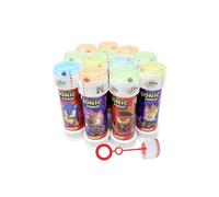 Anila's Sonic Bubble Tubs Age 3+ with Wands, 60ml Solution & Maze Lid, Set of 12, Party Bag Fillers & Favours, Ages 3+ (SONIC, 12, count)