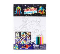 Anila's Superhero Colouring Set with 8 Colouring Sheets, 6 mini Colouring Pencils and 1 Sticker Sheet, 21 x 30cm.