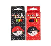 Anila's Themed Mini Colouring Pencils Stickers for Party Bag Fillers & Favours for Kids - 10 Boxes of 6 Pirate Pencils & 10 Individual Pirate Stickers.