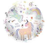 Anila's Unicorns & Rainbows Happy Birthday Foil Balloon - 45cm / 18 Inch - Multicoloured Unicorn Birthday Balloon - Suitable for Air or Helium