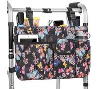 ANILD Walker Duffle Bag for Folding Walker with Cup Holder Walker Storage Bag Hand Free Walker Organizer for Walkers, Roller Walkers, Wheelchairs, and Scooters, Butterfly, Rustic