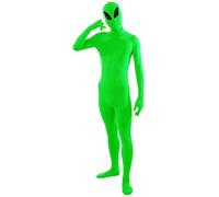 Aniler Men's and Women's Spandex Alien Costume Adult Alien Cosplay Halloween Alien Bodysuit (Small, Lime Green Alien)