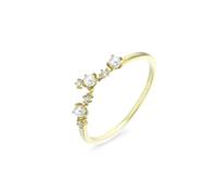 Anillo Compromiso Mujer, Funny Engagement Ring Elegant 5 Prong Moissanite with Pearl Gold 14K Yellow Gold Size V 1/2