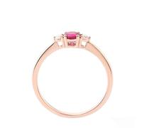 Anillo de Compromiso para Mujer, Pretty Rings 18.1K Rose Gold Round with Ruby with Rose Red Round Ruby Size J 1/2