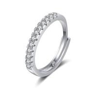 Anillo de Matrimonio para Mujer, Mothers Ring 18K White Gold with Single Row Moissanite Size R 1/2
