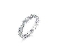 Anillo de Matrimonio para Mujer, The Promise Ring Elegant Geometric Row Design with Moissanite 14K White Gold Size V 1/2