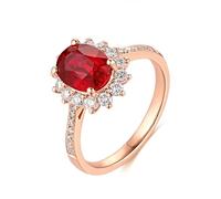 Anillo de Matrimonio, Rustic Wedding Band Flower with 2Ct Lab Created Ruby and Moissanite 9K Rose Gold Size S 1/2