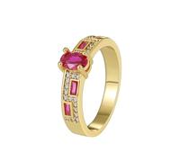 Anillo de Promesa para Mujer, Pretty Rings Gold Elegant with Red Oval Shape Lab Created Ruby 9K Yellow Gold Size H 1/2