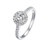 Anillo de Promesa para Mujer, Ring Set for Women with 4 Claws Round Moissanite 2Ct 9K White Gold Size S 1/2