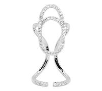 Anillo de uñas seguro ajustable decoraciones de uñas de moda para fiestas bodas cobre galvanizado 1,3 pulgadas de largo (3048 platino)