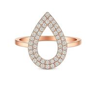 Anillo para Mujer, Rose Gold Wedding Ring 9K Water Drop with Diamond Size N 1/2 Birthday Gifts for Women