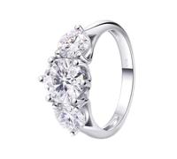 Anillo para Mujer, Simple Wedding Band 6 Prong Round 8x8mm with 2ct Moissanite Silver 18.1K White Gold Size L 1/2