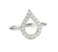 Anillos de Matrimonio para Mujer, Funny Engagement Ring Water Drop with Diamond 18K White Gold Size H 1/2