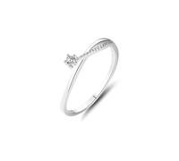 Anillos de Matrimonio para Mujer, Jewel Rings for Women Dainty Round Diamond 9K White Gold Size L 1/2