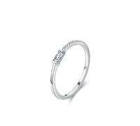 Anillos de Matrimonio para Mujer, Love Friendship Ring with Rectangular and Round Moissanite Silver Platinum Size M 1/2