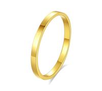 Anillos de Matrimonio para Mujer, Simple Wedding Ring Plain Smooth Surface Gold 9K Yellow Gold Size O 1/2
