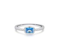 Anillos de Mujer, Mothers Ring with Octagonal Topaz Silver 9K White Gold Size P 1/2