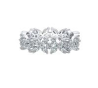 Anillos de Mujer, Promise Ring Four Leaf Clover Inlaid Stones with Marquise Shape Moissanite 14K White Gold Size S 1/2