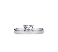 Anillos de Mujer, Simple Engagement Ring Simple Polished with Solitaire Rectangular Lab Diamond 0.80ct 9K White Gold Size S 1/2