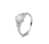 Anillos de Mujer, Simple Promise Rings Round with 2Ct Moissanite 9K White Gold Size I 1/2