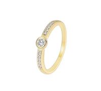 Anillos de Mujer, Simple Wedding Ring Gold Round with Moissanite 9K Yellow Gold Size J 1/2