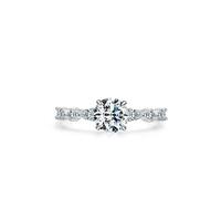 Anillos de Plata para Mujer, Wedding Band Thin Geometric with Round Shape Lab Created Diamond 14K White Gold Size Q 1/2