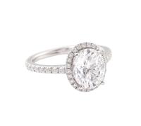 Anillos para Mujer de Compromiso, Married Ring 9K White Gold Oval with 3Ct Moissanite Size M 1/2